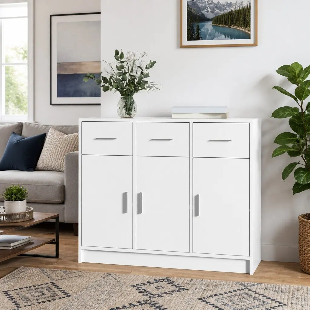 White Sideboard for Home 91x28x75cm