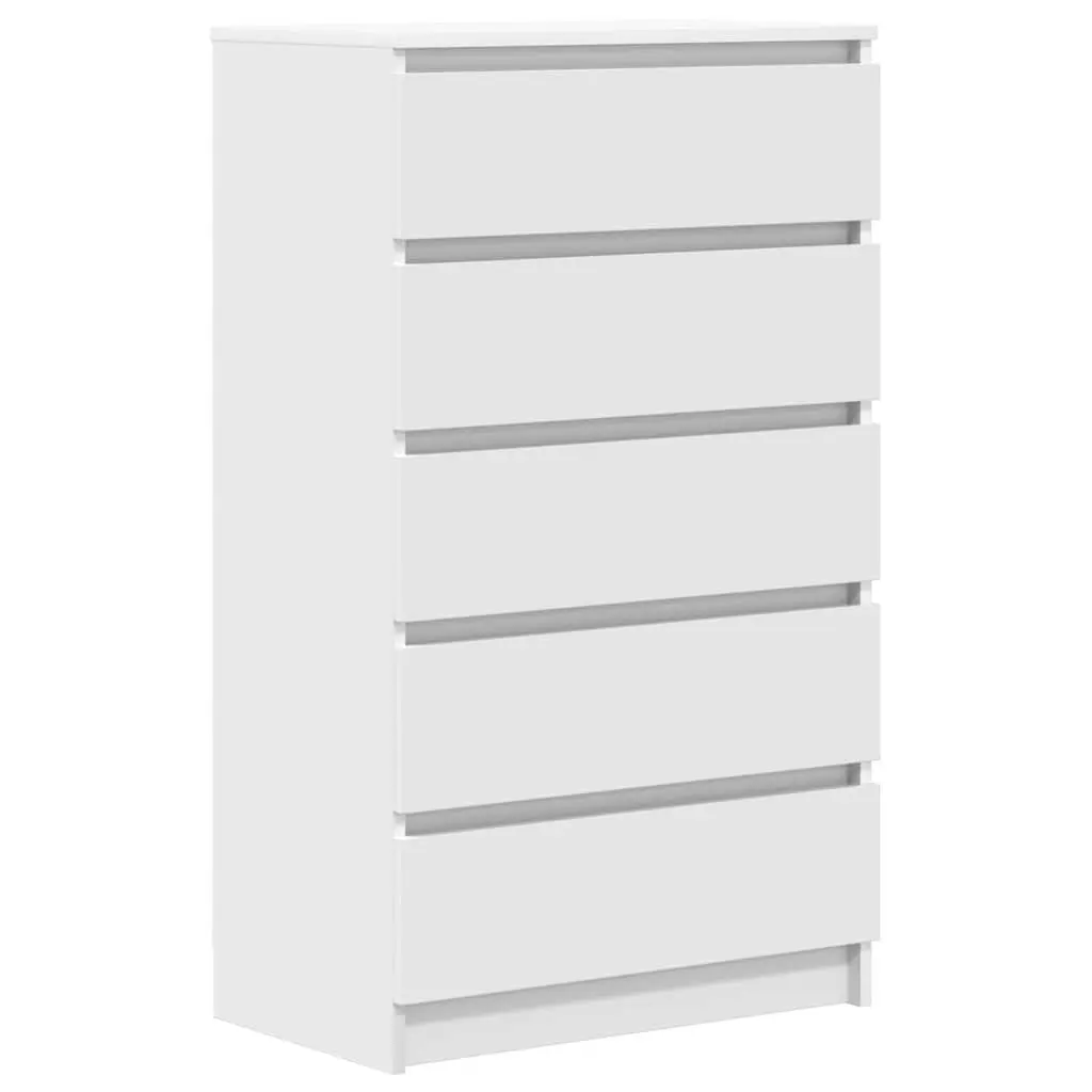 Storage Chest Drawer Cabinet Engineered Wood 60x36x103cm White 5 Drawers