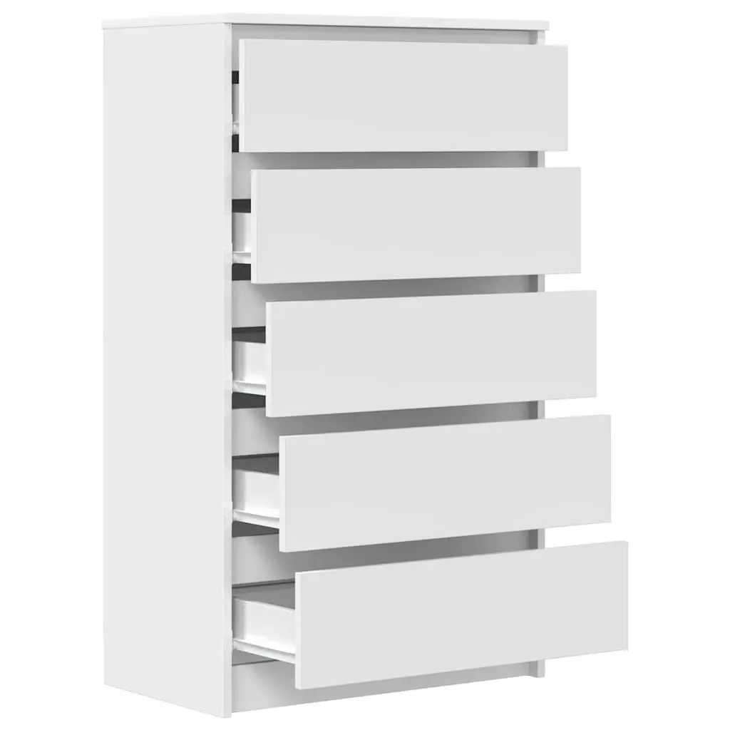 Storage Chest Drawer Cabinet Engineered Wood 60x36x103cm White 5 Drawers
