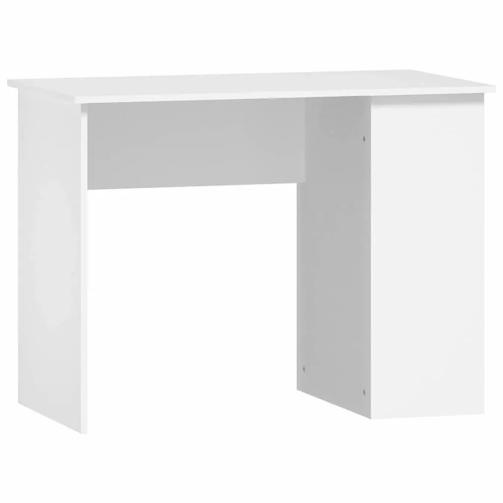 Office Desk with Storage Shelves Engineered Wood White 100x55x75cm Modern Workstation