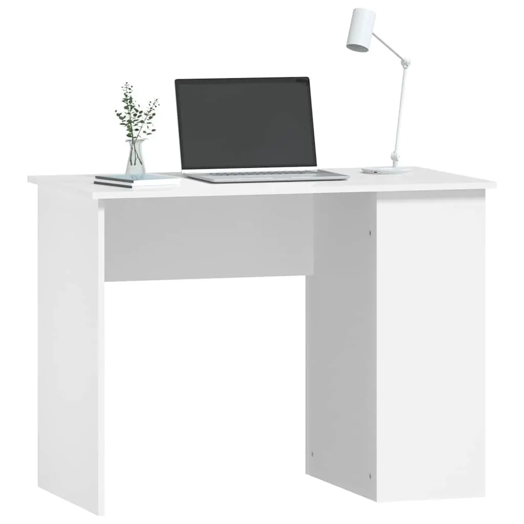 Office Desk with Storage Shelves Engineered Wood White 100x55x75cm Modern Workstation