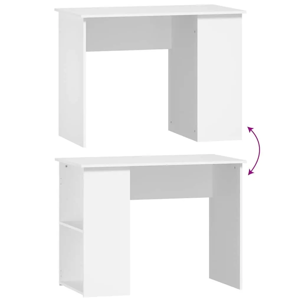 Office Desk with Storage Shelves Engineered Wood White 100x55x75cm Modern Workstation