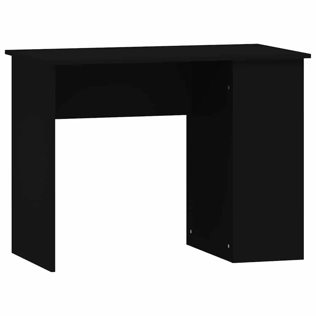 Black Office Desk Engineered Wood 100 x 55 x 75 cm with Shelves Storage Compartments