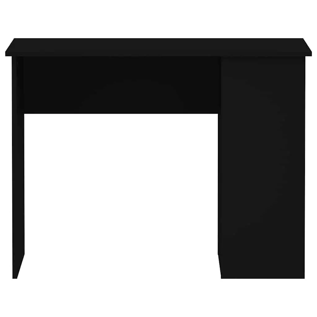 Black Office Desk Engineered Wood 100 x 55 x 75 cm with Shelves Storage Compartments