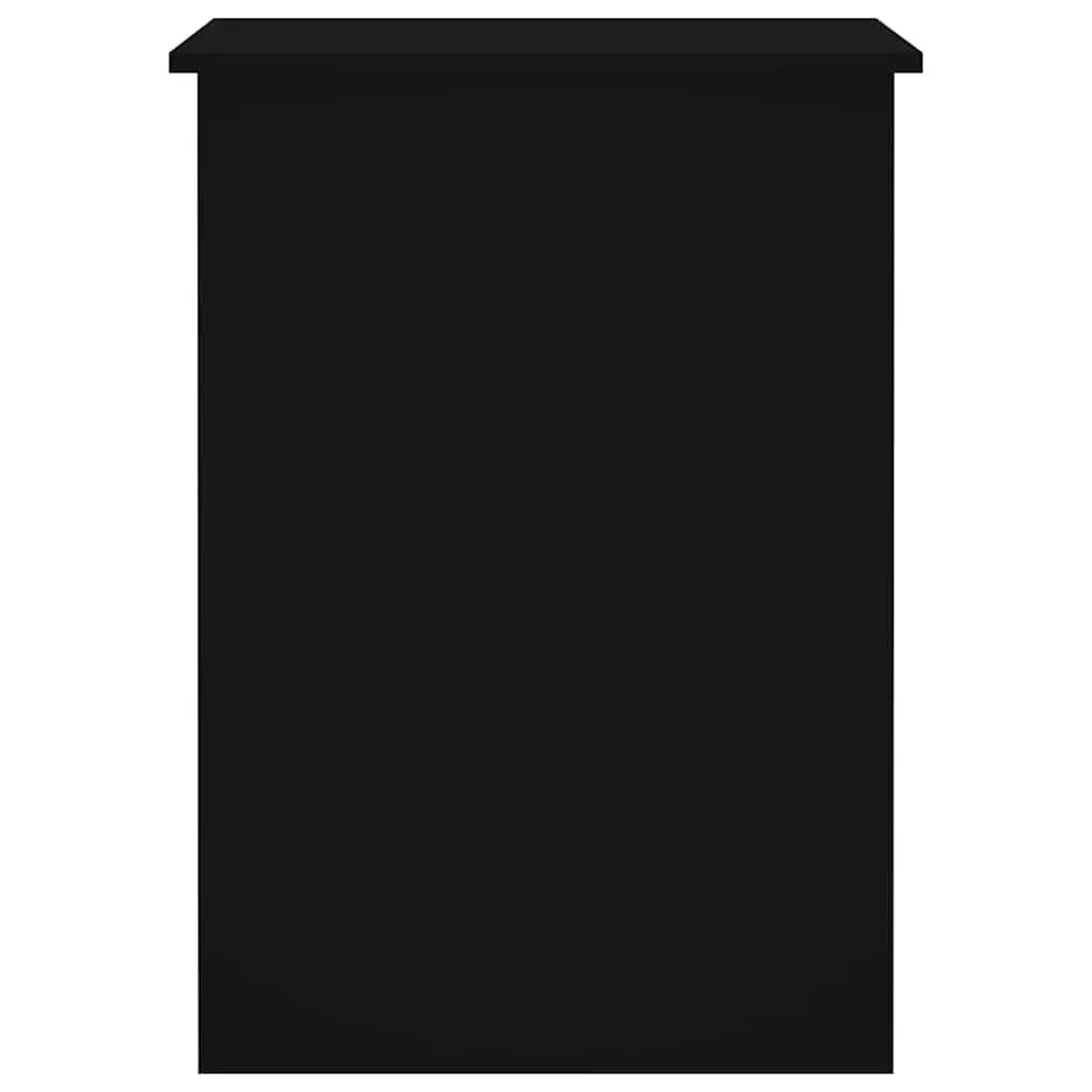 Black Office Desk Engineered Wood 100 x 55 x 75 cm with Shelves Storage Compartments