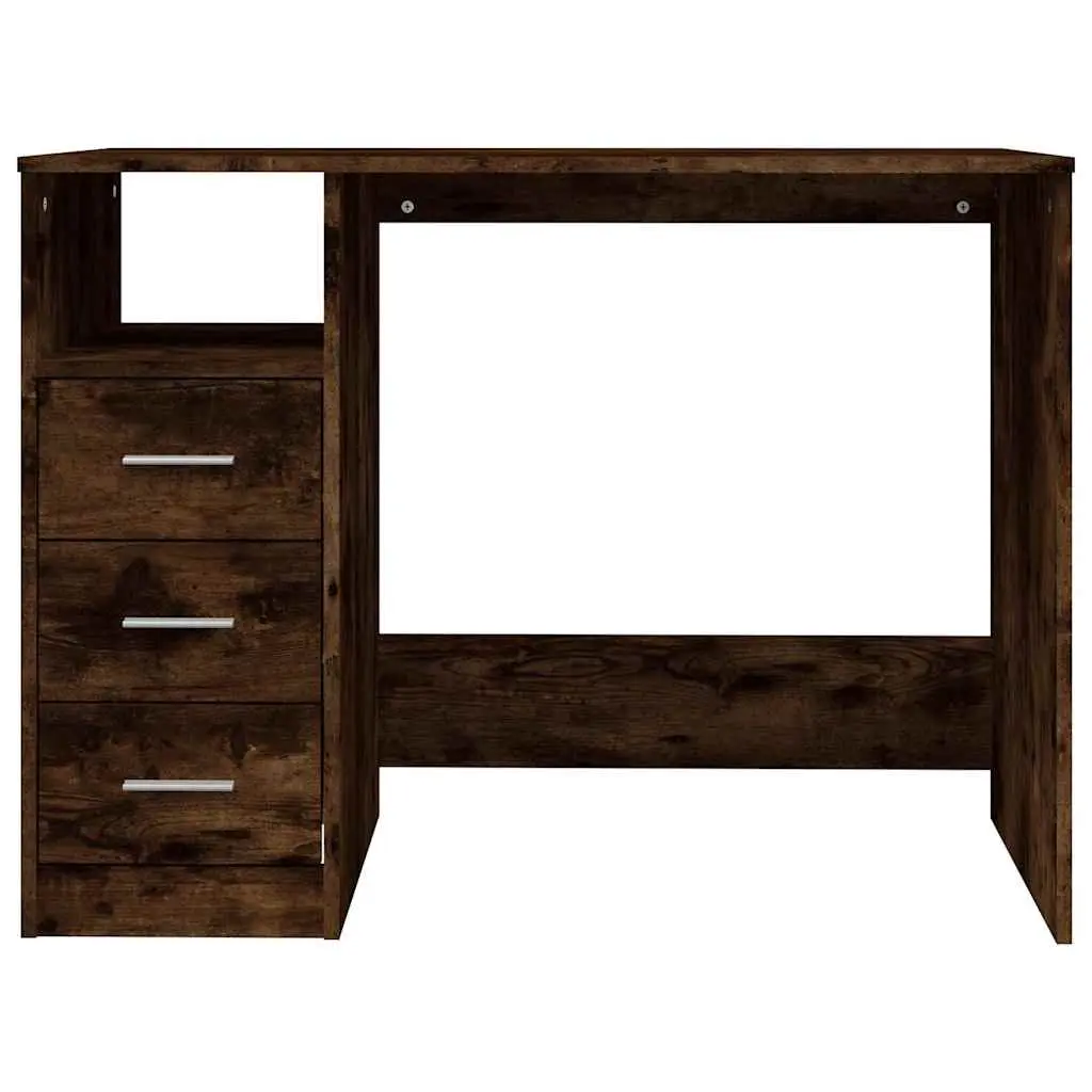 Office Desk Study Table Engineered Wood Brown 102cm x 50cm x 76cm with Storage Compartment and 3 Drawers for Home Office or Small Spaces