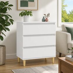 Sideboard White 60x35x70 cm Storage Cabinet 3 Drawers Engineered Wood Cupboard
