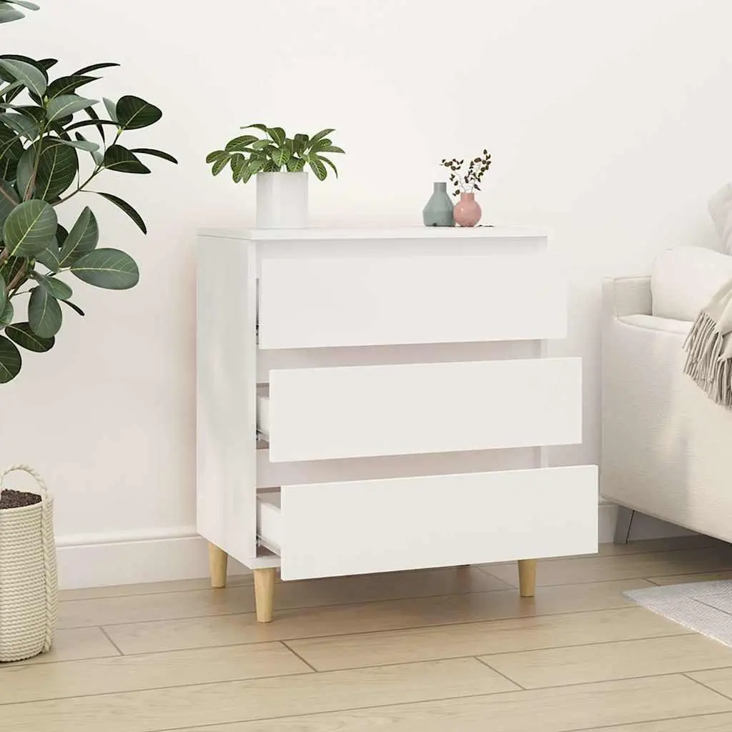 Sideboard Engineered Wood White 60x35x70 cm Storage Cabinet 3 Drawers