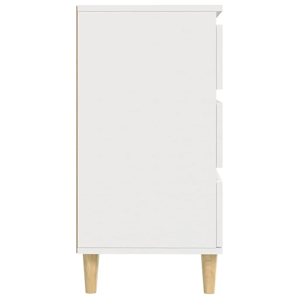Sideboard Engineered Wood White 60x35x70 cm Storage Cabinet 3 Drawers