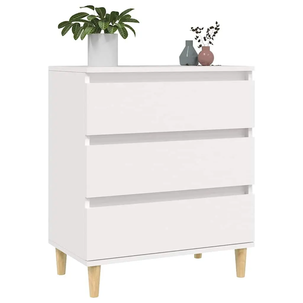 Sideboard Engineered Wood White 60x35x70 cm Storage Cabinet 3 Drawers