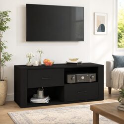 Functional Black TV Cabinet with Ample Storage Options