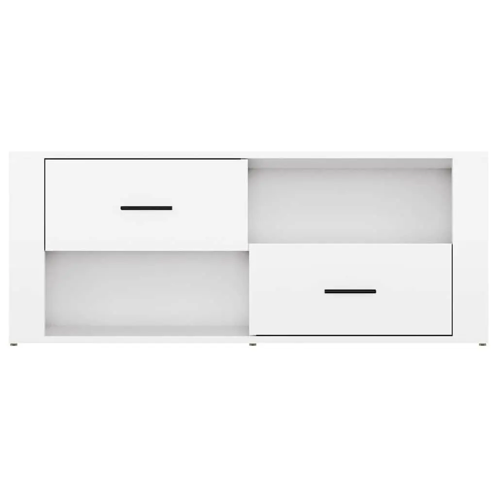 TV Cabinet White High Gloss Media Storage Unit Engineered Wood Drawers