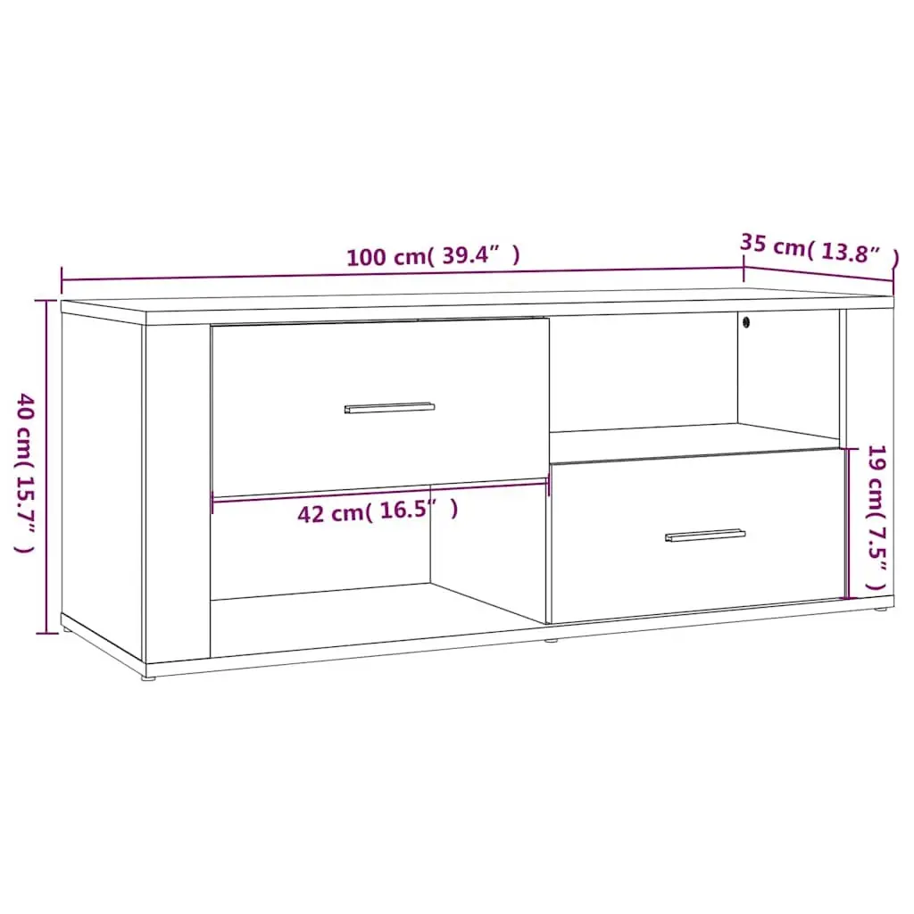 TV Cabinet White High Gloss Media Storage Unit Engineered Wood Drawers