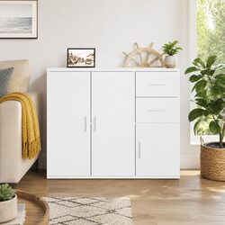 Sideboard White 91x29.5x75 cm Storage Cabinet Cupboard Engineered Wood Furniture