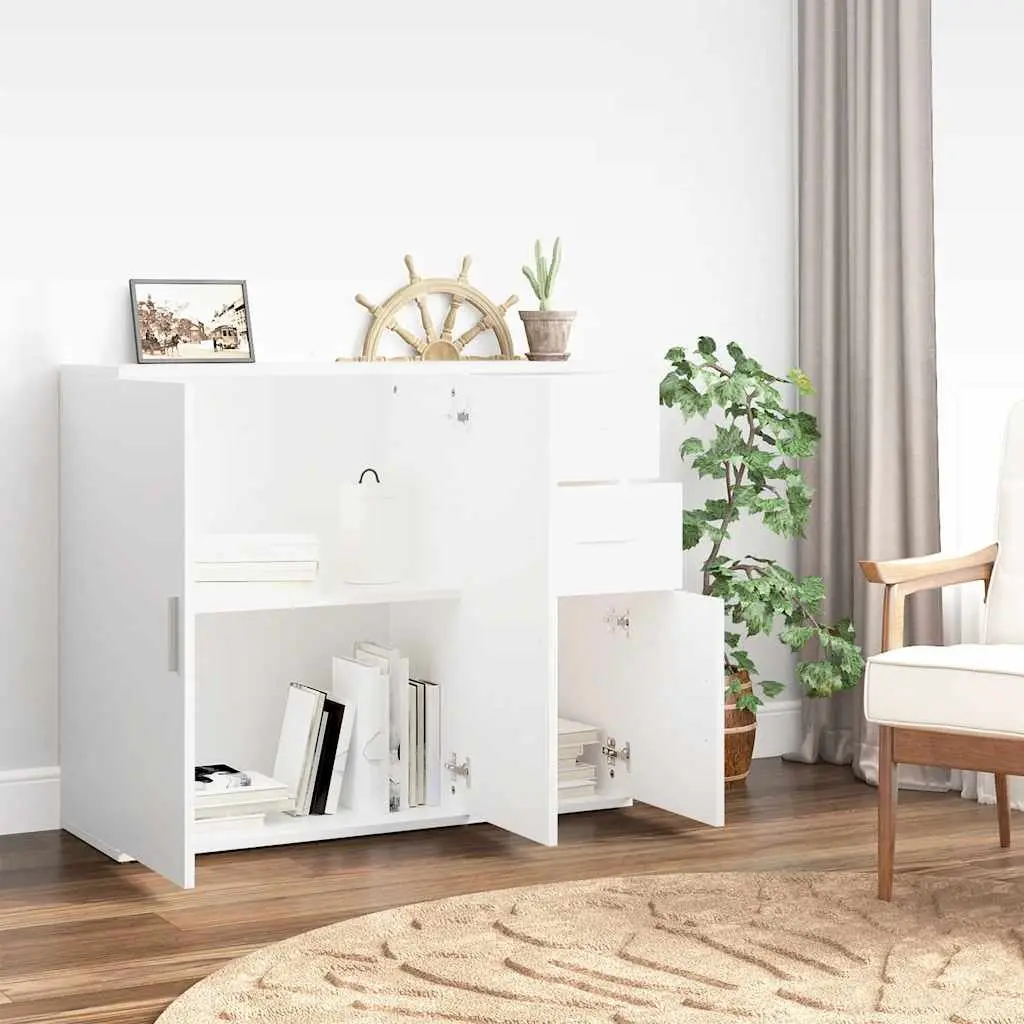 White Sideboard 91x29.5x75 cm for Home Storage