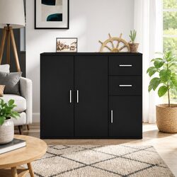 Versatile Black Sideboard Cabinet for Home Use 91x29.5x75cm