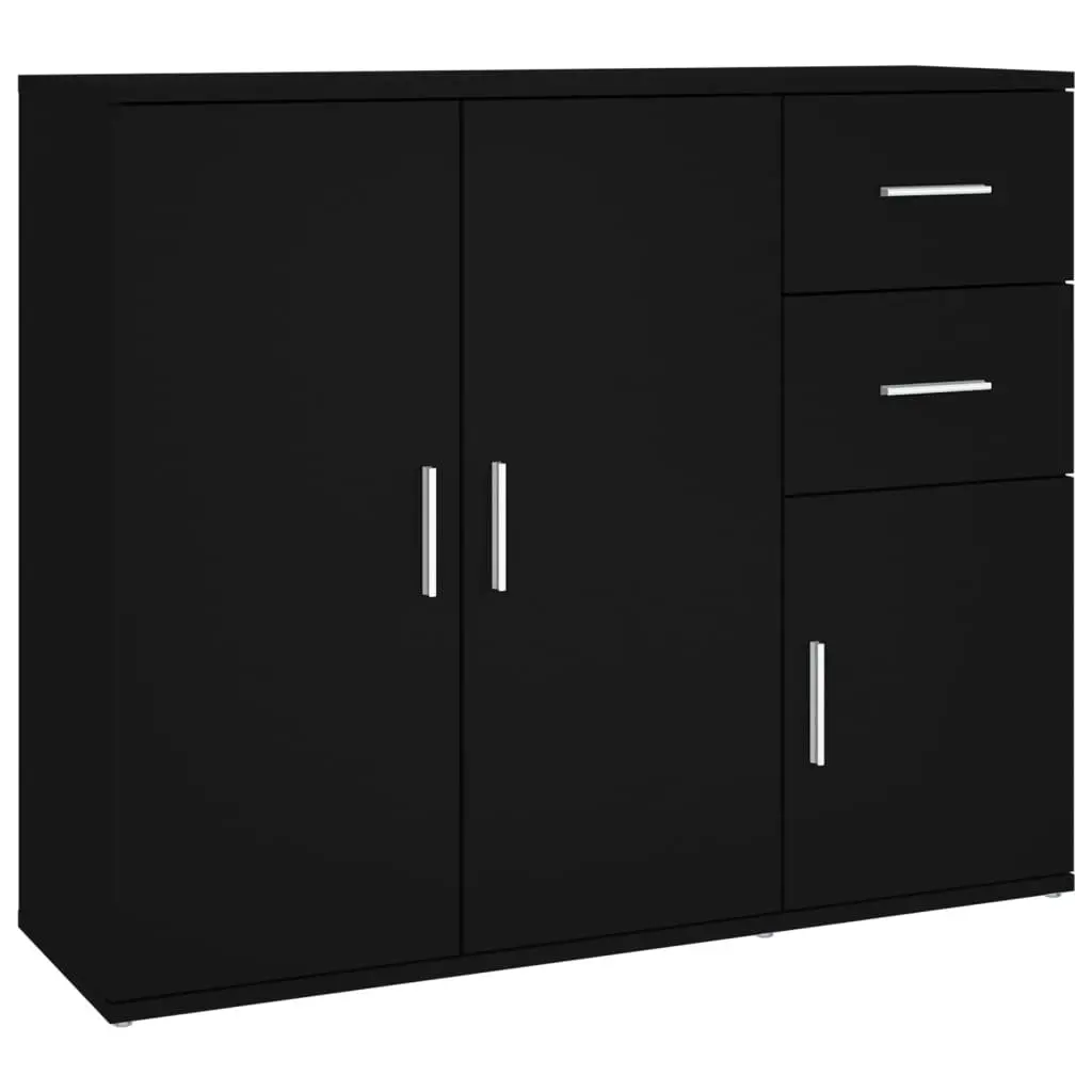 Sideboard Cabinet Engineered Wood 91x29.5x75cm Black Storage Furniture