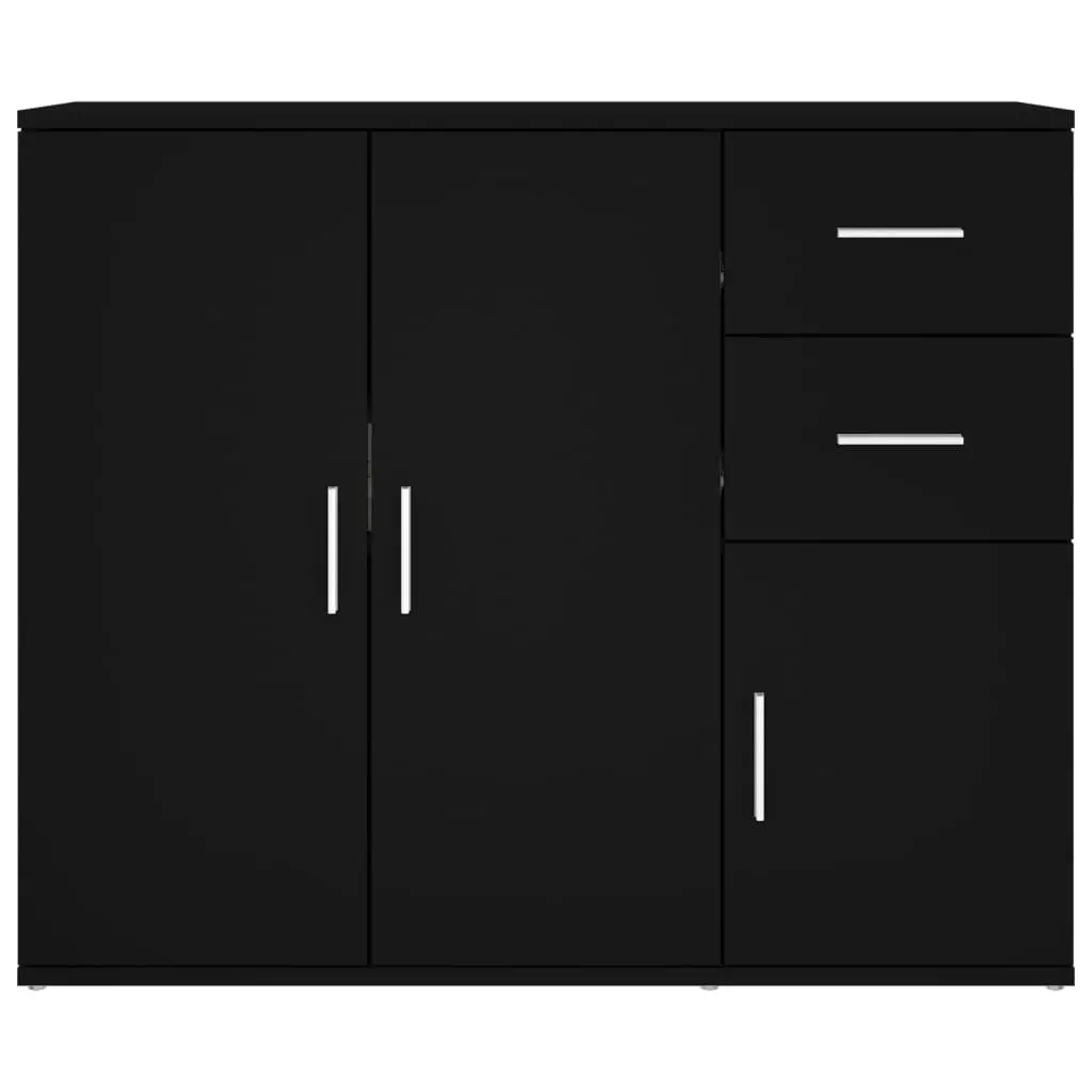 Sideboard Cabinet Engineered Wood 91x29.5x75cm Black Storage Furniture