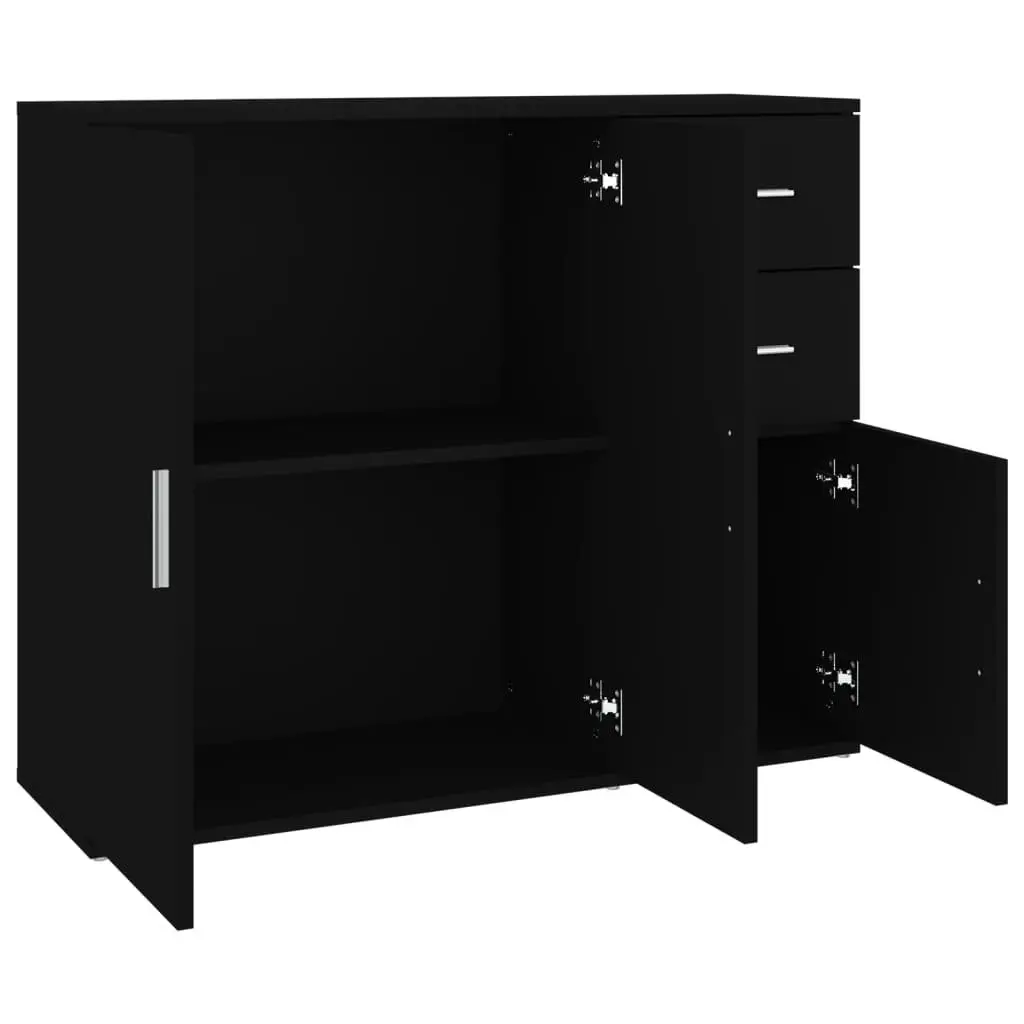 Sideboard Cabinet Engineered Wood 91x29.5x75cm Black Storage Furniture