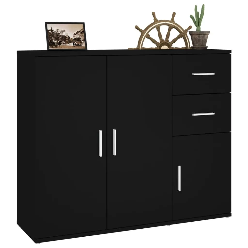 Sideboard Cabinet Engineered Wood 91x29.5x75cm Black Storage Furniture