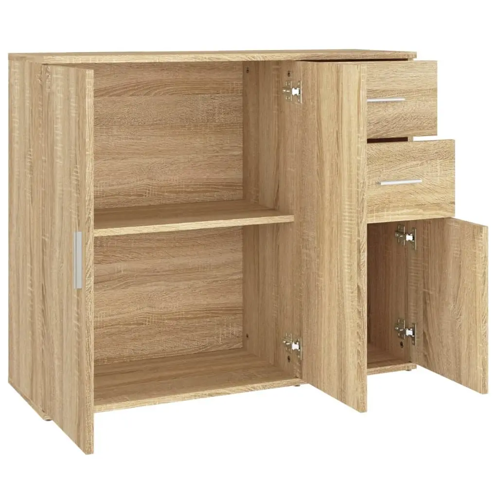 Sideboard Engineered Wood Brown Cabinet Storage Buffet Cupboard 91x29.5x75cm