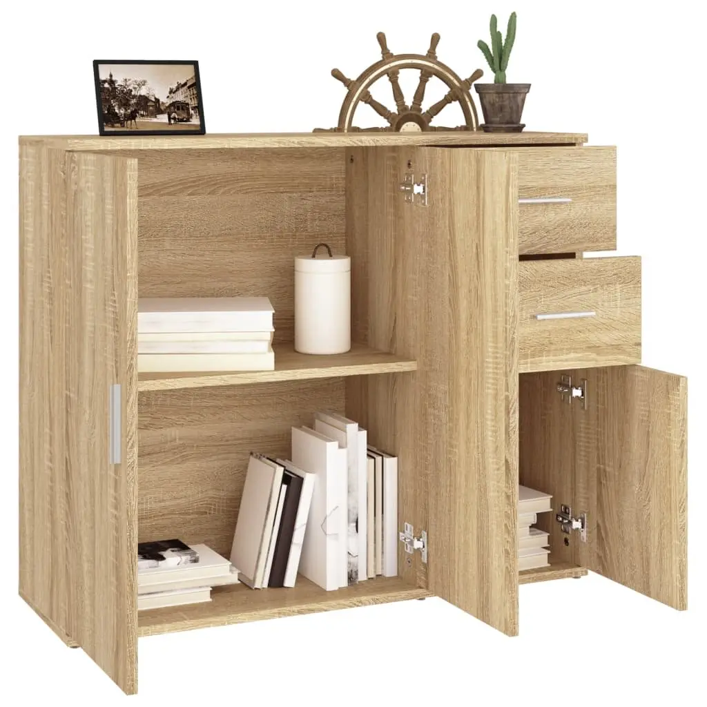 Sideboard Engineered Wood Brown Cabinet Storage Buffet Cupboard 91x29.5x75cm