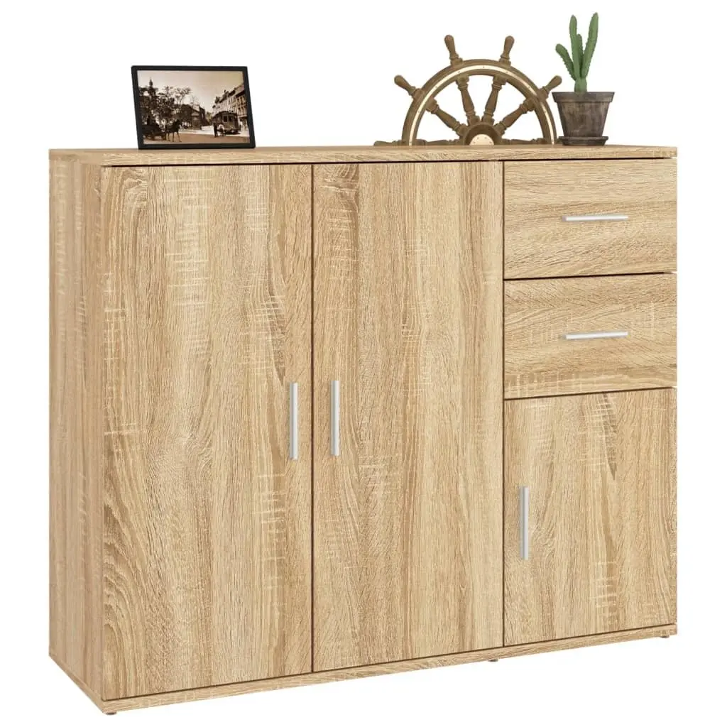 Sideboard Engineered Wood Brown Cabinet Storage Buffet Cupboard 91x29.5x75cm