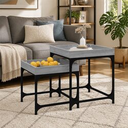 Practical Set of 2 Grey Side Tables for Any Room