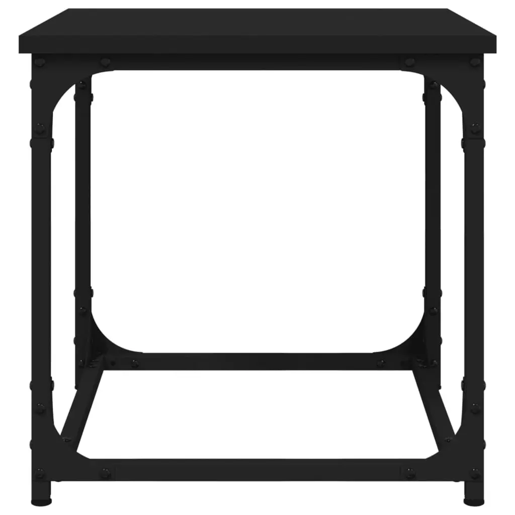 Side Table Coffee Table with Steel Frame Adjustable Legs Black 40x40x40cm