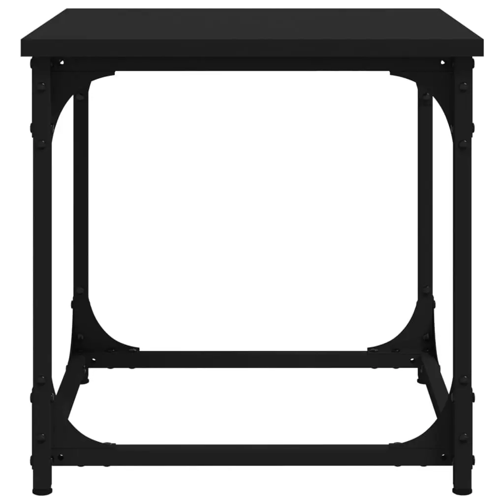 Side Table Coffee Table with Steel Frame Adjustable Legs Black 40x40x40cm