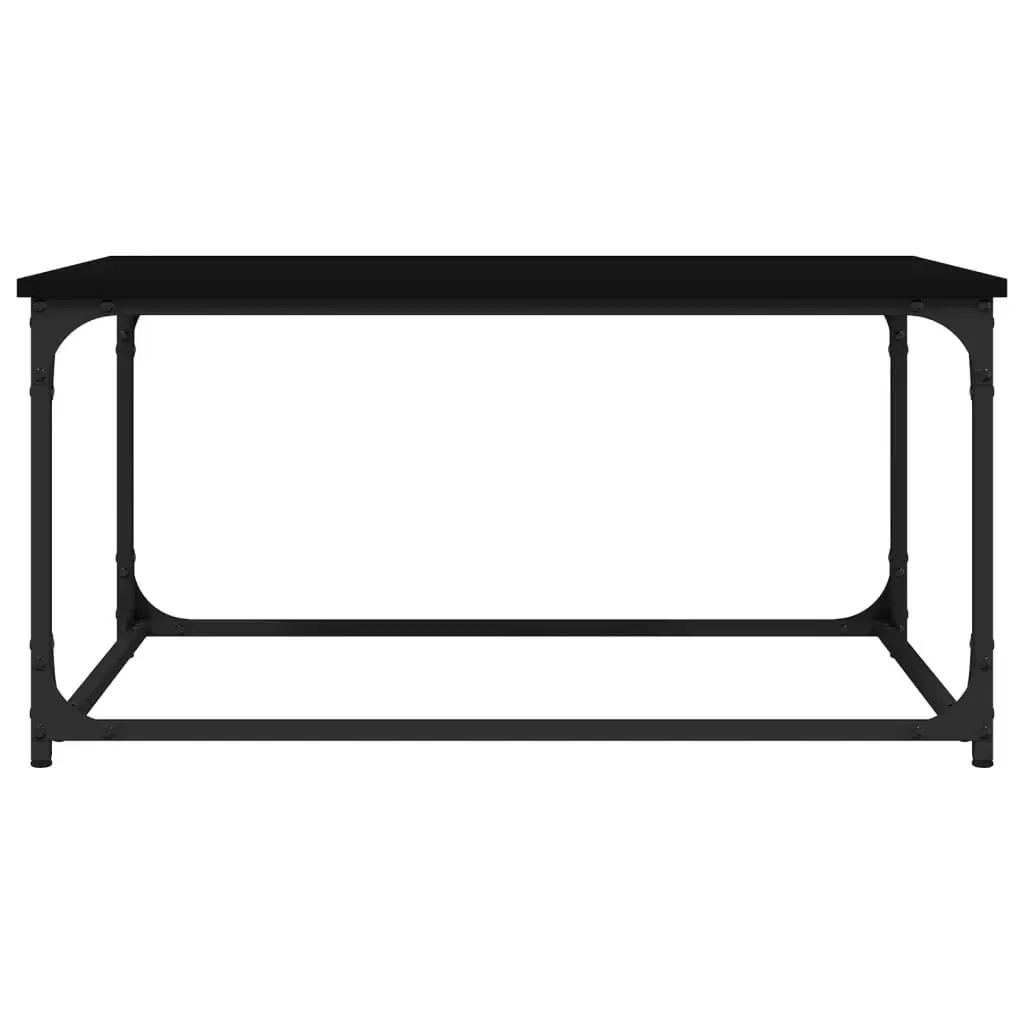 Coffee Table Iron Frame Black Engineered Wood 80cm x 50cm x 40cm Living Room Furniture