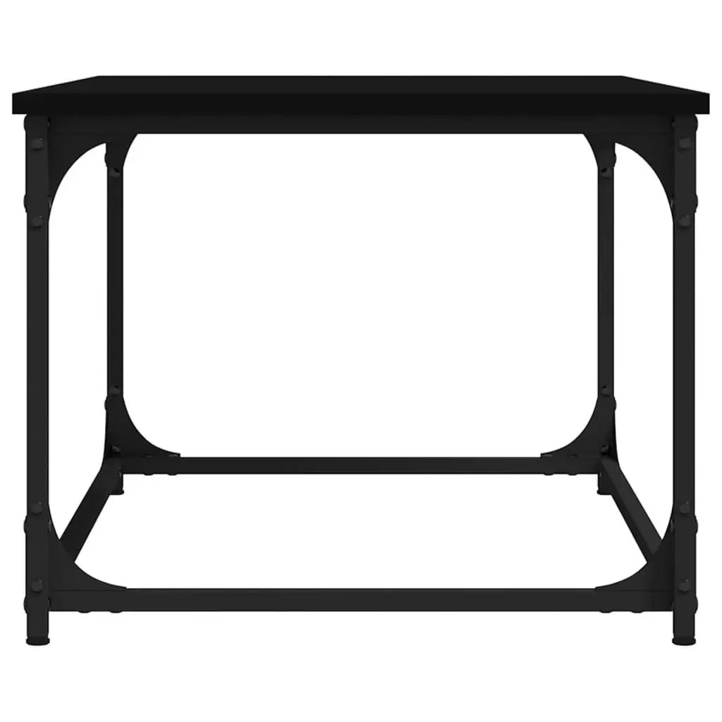 Coffee Table Iron Frame Black Engineered Wood 80cm x 50cm x 40cm Living Room Furniture