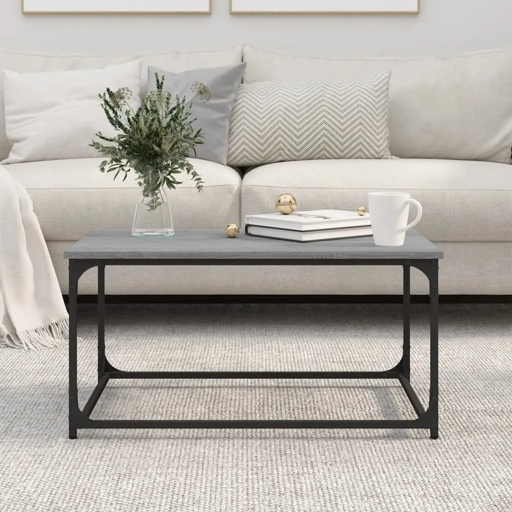 Coffee Table Iron Frame Engineered Wood Top 80x50x40cm Grey Sonoma