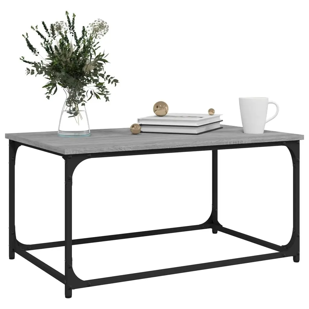 Coffee Table Iron Frame Engineered Wood Top 80x50x40cm Grey Sonoma