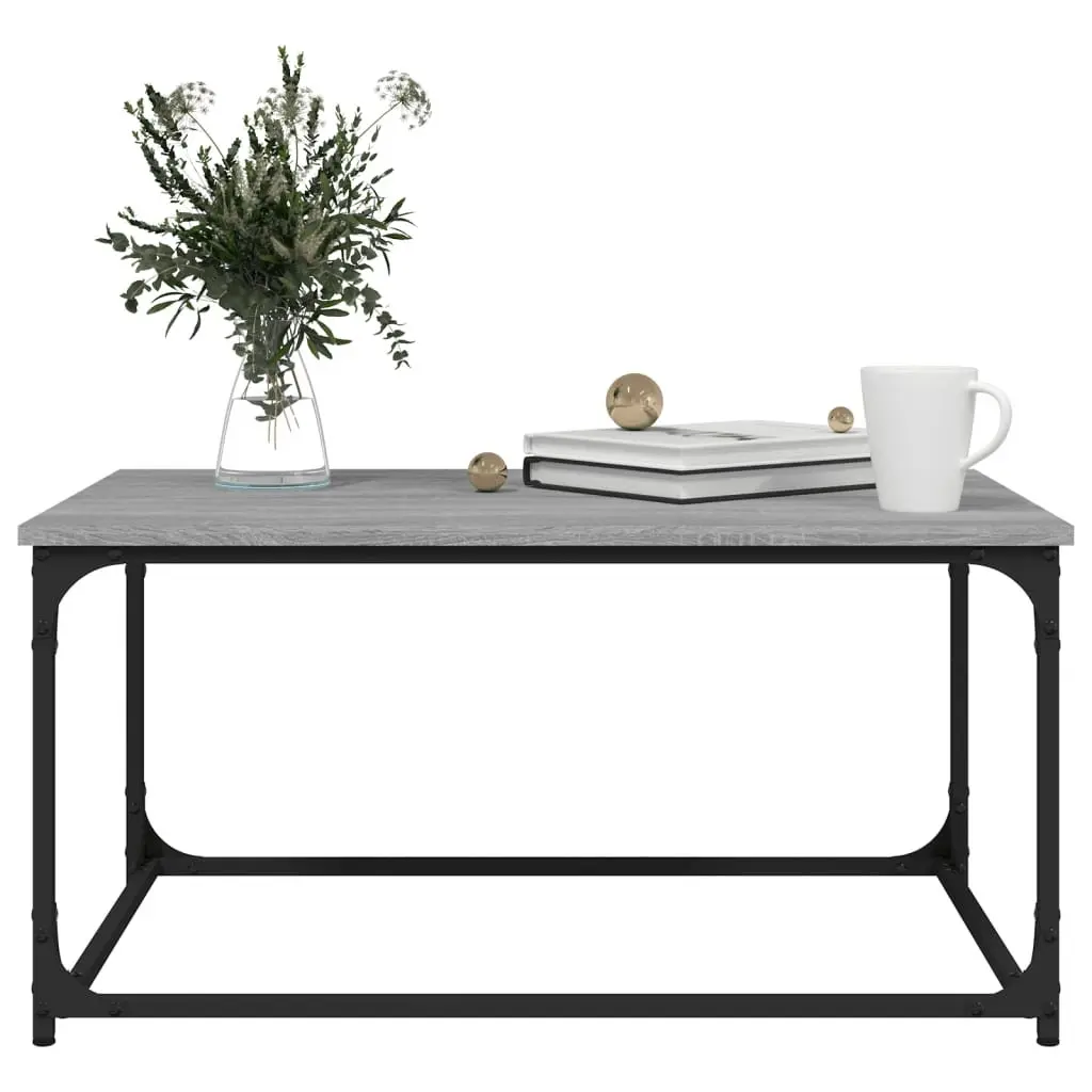 Coffee Table Iron Frame Engineered Wood Top 80x50x40cm Grey Sonoma
