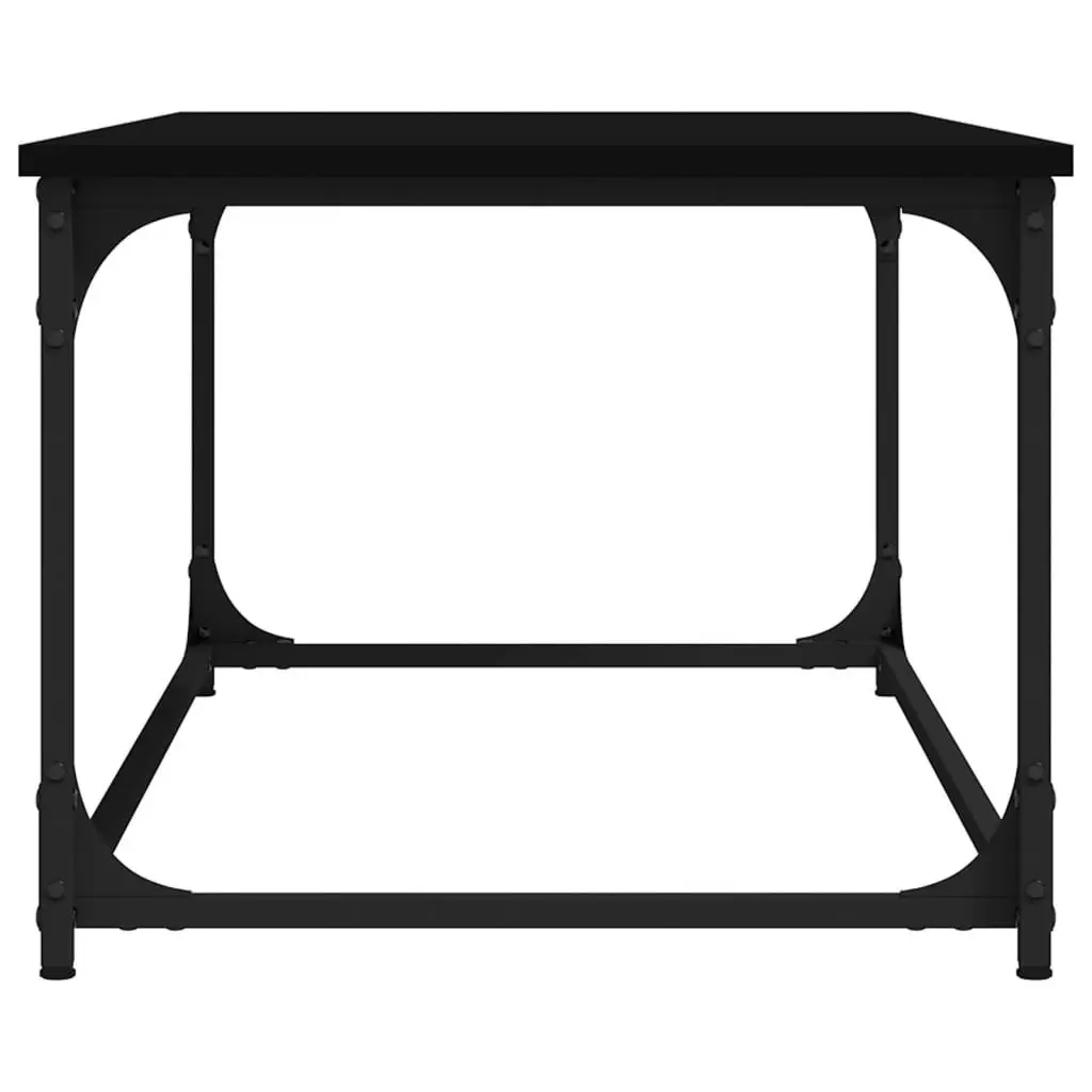 Black Engineered Wood Coffee Table with Iron Frame Compact Size for Living Room 102cm x 50cm x 40cm