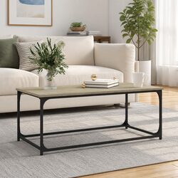 Coffee Table Brown Engineered Wood Iron Frame Living Room Accent Furniture