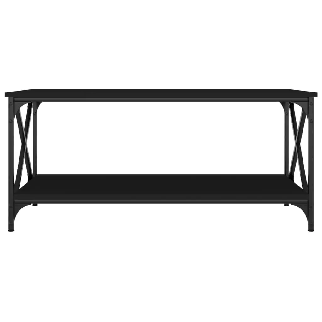 Coffee Table Engineered Wood Iron Frame 100L x 50W x 45H cm Black