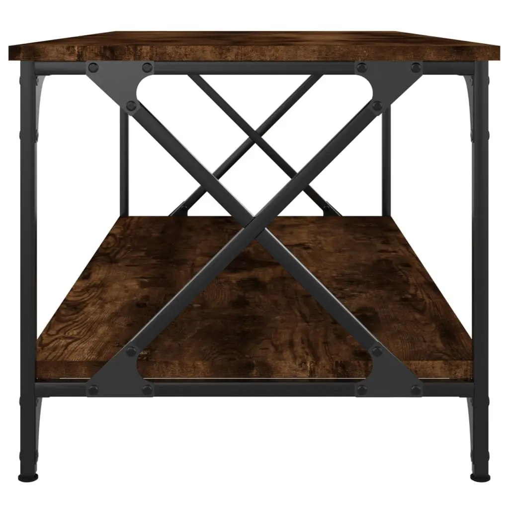 Brown Coffee Table with Open Shelf Engineered Wood and Iron 100x50x45cm Living Room Furniture