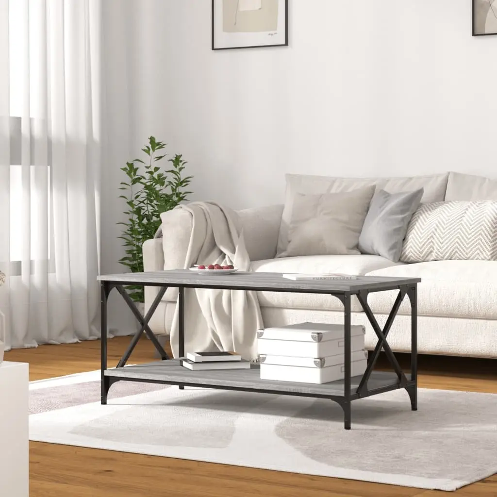 Coffee Table Engineered Wood 100 x 50 x 45 cm Grey