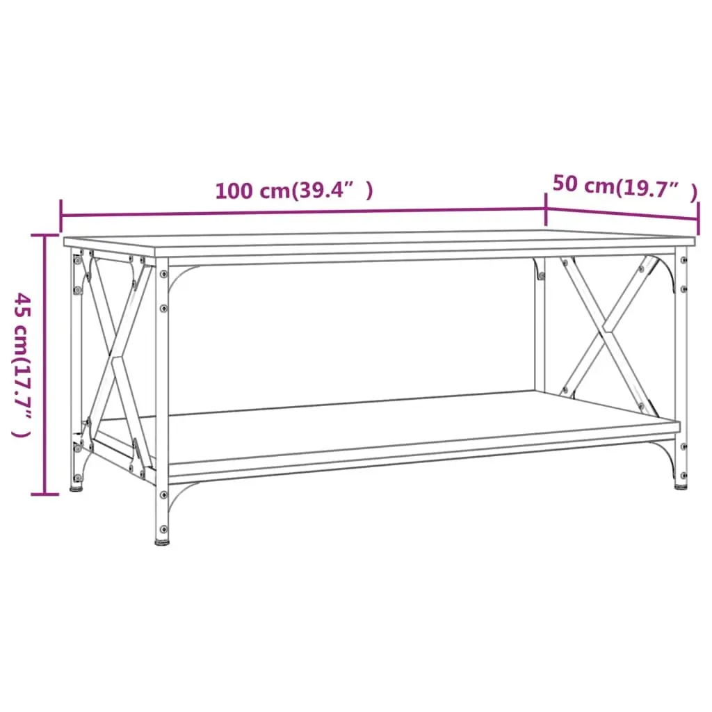 Coffee Table Engineered Wood 100 x 50 x 45 cm Grey