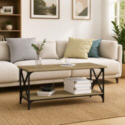 Practical Black Coffee Table with Open Shelf for Storage