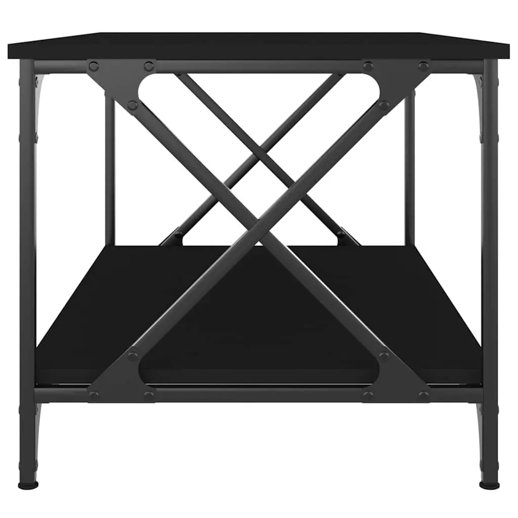 Coffee Table Engineered Wood Iron Frame 80x50x45 cm Black