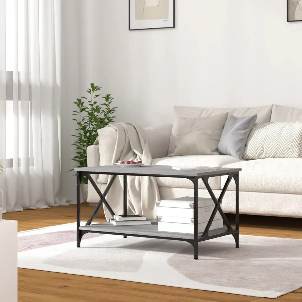 Coffee Table Grey Sonoma 80x50x45 cm Living Room Accent Furniture Open Shelf