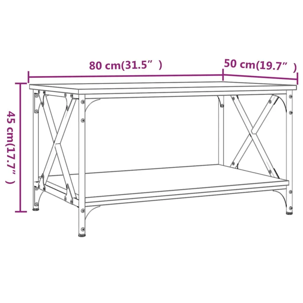 Coffee Table Grey Sonoma 80x50x45 cm Living Room Accent Furniture Open Shelf