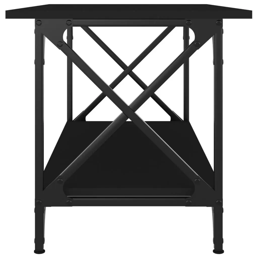 Coffee Table Black Engineered Wood Iron Frame Living Room Accent Furniture