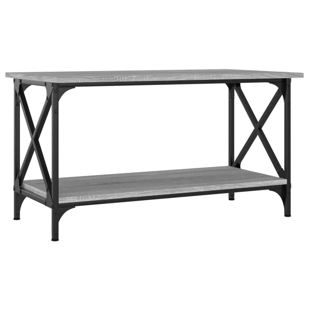 Coffee Table Engineered Wood Iron Frame 80cm Grey
