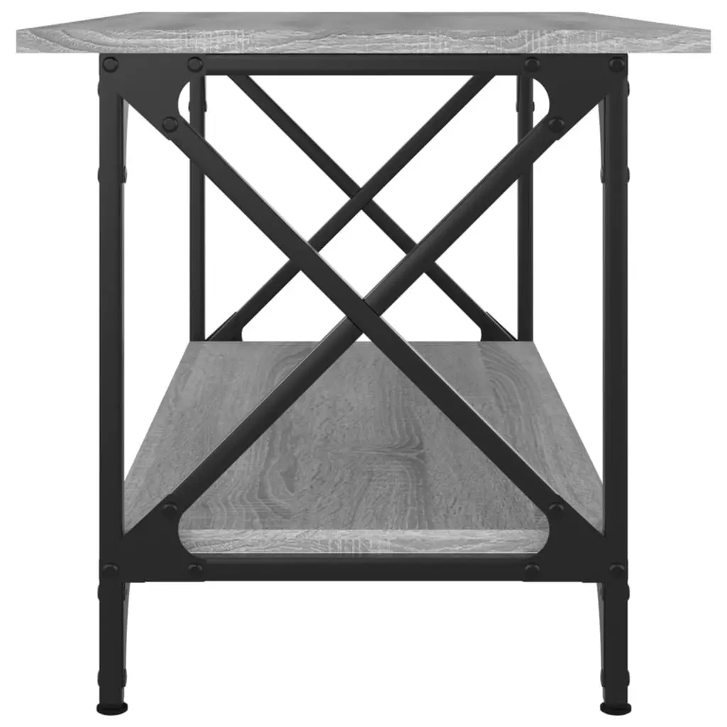 Coffee Table Engineered Wood Iron Frame 80cm Grey