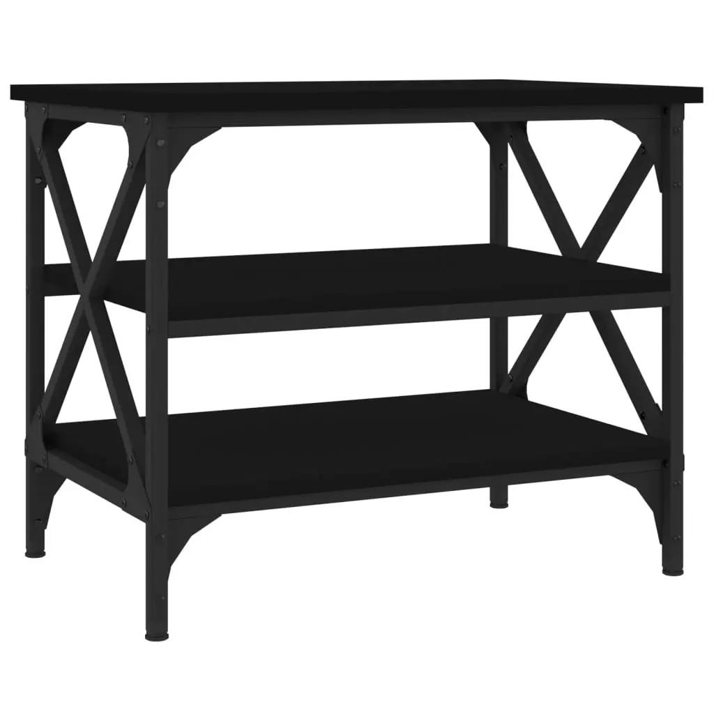 Side Table Black 55x38x45cm Accent Coffee Table Storage Industrial Style Living