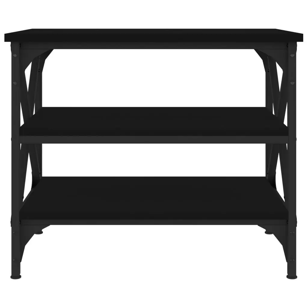Side Table Black 55x38x45cm Accent Coffee Table Storage Industrial Style Living